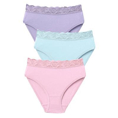 Joyspun Women's Cotton Hi Cut Bikini Panties, 6-Pack, Sizes S to 2XL