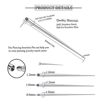  BESTEEL 3 Pcs 316L Surgical Steel Piercing Taper Insertion  Pins, Pop Taper Piercings Kit for Ear/Nose/Lip/Eyebrow/Belly/Nipple/Tongue Piercing  Changing Tool Stretcher, Stainless Steel, cubic zirconia : Beauty &  Personal Care