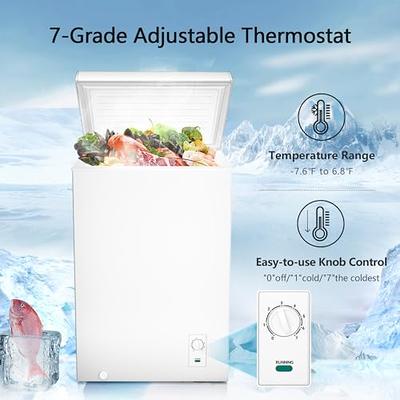  R.W.FLAME Chest Freezer 3.5 Cubic Feet, Deep Freezer,  Adjustable Temperature, Energy Saving, Top Open Door Compact Freezer (3.5  Cubic Feet, White) : Appliances
