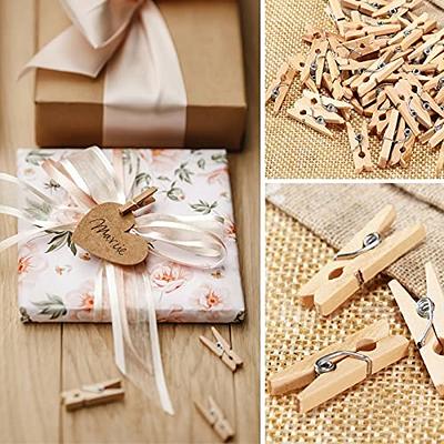 DurReus 50PCS Small Wooden Clothespins for Pictures with Jute