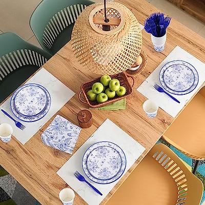 durony 144 Pieces Blue and White Flower Disposable Tableware Set 9 Inch 7  Inch Elegant Floral Paper Plates Blue Floral Cups Napkin and Forks Serve 24  for Birthday Baby Shower Party Supplies - Yahoo Shopping