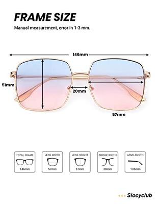 Slocyclub Square Sunglasses for Women Men, Classic Retro 70s Sun