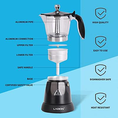 Stove Top Espresso Cuban Coffee Maker pot Cappuccino Latte 3 Cup Cafetera Cubana, Silver