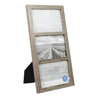 Mainstays 4x6 4-Opening Matted Wall Collage Picture Frame, Rustic Gray