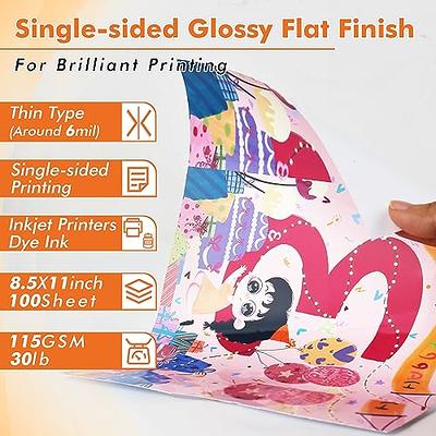 Glossy Photo Paper for Printer, 100 Sheets Inkjet Printer Paper 8.5x11