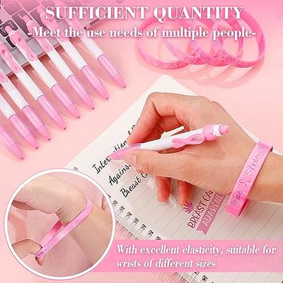 Qilery 24 Sets Breast Cancer Awareness Pink Beadable Pens Bulk