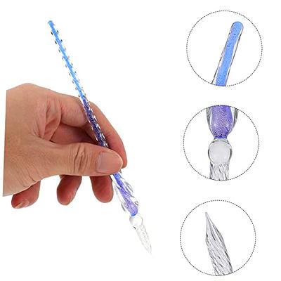 TEHAUX 2pcs Glass Dip Pen Vintage Crystal Pen Handmade Dipped Pen Crystal  Writing Dip Pen Crystal