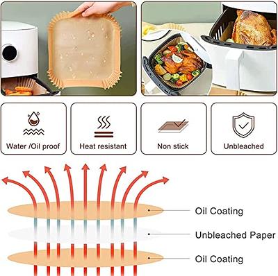 Air Fryer Disposable Paper Liner Parchment Sheets Round, Grease and Water Proof Non Stick Basket Liners for Baking Cooking (200pcs), Brown