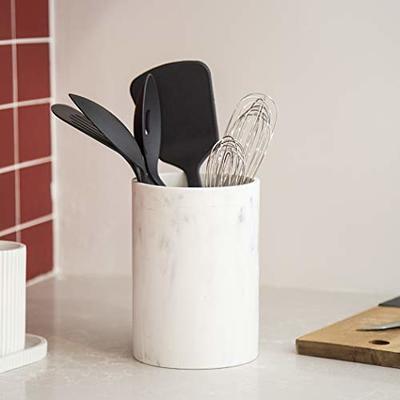 White Marble Kitchen Utensil Holder, Kitchen Accessories