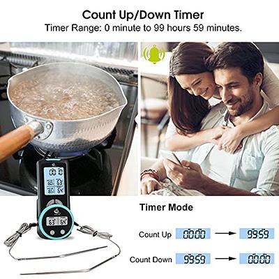 Wireless Meat Thermometer, Accurate Fast Read Digital Grill Thermometer  with Dual Probes Temperature & Time Alarm, 328FT range