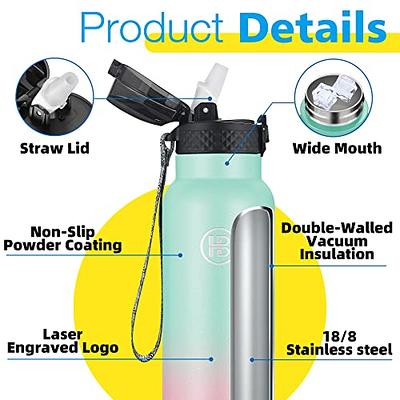 Han's Bottle Sports Water Bottle - 24 Oz, Straw Lid, Leak Proof, Vacuum  Insulated Stainless Steel, Double Walled, Thermo Mug,Black