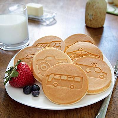 Cars & Trucks Mini Waffle Maker - Make 7 Fun Different Vehicles- Police Car Firetruck Construction Truck & More Automobile Shaped Pancakes- Electric