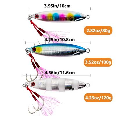 Zsrivk 3PCS Fishing Saltwater Jigs Slow Flat Fall Jigging Lures Luminous  Artificial Lure with Two Assist Hooks, Saltwater Spoon Lure Sea Fishing Jig  for Bass Tuna Salmon Grouper 2.82/3.52/4.23oz - Yahoo Shopping