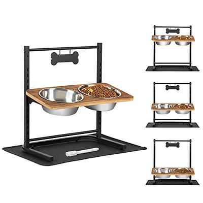 Elevated Dog Bowls, Metal Raised Dog Bowl Stand with Slow Feeder 2  Stainless Steel Food Water Bowl, Non-Slip Dog Dish Adjusts to 3.7, 9, 11  and 12 for Large Medium Small Dogs