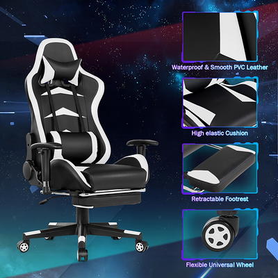 Gaming Desk and Blue Footrest Reclining Gaming Chair Set - Cup Holder