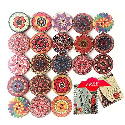 Handmade with Love Heart Dotted Circle Wood Buttons for Sewing