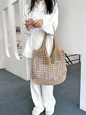 ENBEI Aesthetic Beach Tote Crochet Bags Shoulder Handbags knit bag