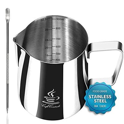 Milk Frothing Pitcher, Stainless Steel Art Creamer Cup Milk Frother Steamer  Cup Stainless Steel Coffee Milk Frothing Cup,Coffee Steaming Pitcher