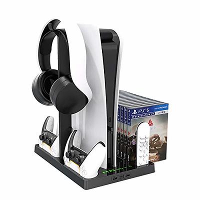 EUROA PS5 Slim Stand with Cooling Station and Controller Charging Station  for PS5 Slim Console Disc/Digital, for PS5 Accessories-Cooling Fan, RGB
