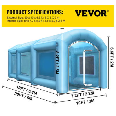 VEVOR Portable Inflatable Paint Booth 30x20x13ft w/Air Filter System 1100w+350w Blower