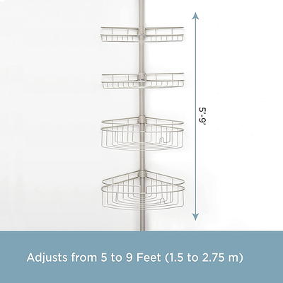 Kenney 4-Tier Spring Tension Shower Corner Pole Caddy with Razor