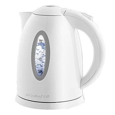 Ovente Portable Electric Kettle 1.7 Liter, Double Wall Insulated Stainless  Steel BPA-Free Tea Maker Hot