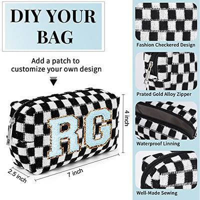  SOIDRAM 2 Pieces Makeup Bag Checkered Cosmetic Bag