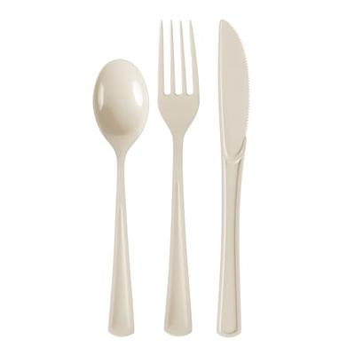 Glad Disposable Plastic Cutlery, Assorted Set, Clear Extra Heavy Duty  forks, Knives, And Spoons, Disposable Party Utensils