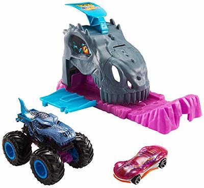 Hot Wheels Monster Trucks Stunt Tire Playset with 1:64 Scale Toy Car &  Tiger Shark Truck