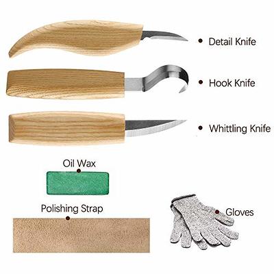 Wood Carving Tools Set+Cut Resistant Gloves,Spoon Carving Hook Knife, Wood  Carving Whittling Knife, Chip Carving Detail Knife, Leather Strop and  Polishing Compound (5PCS) - Yahoo Shopping