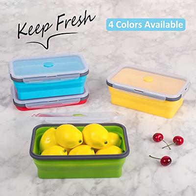 Collapsible Food Storage Containers with Airtight Lid & Air Vent, 40.5 oz,  Kitchen Stacking Silicone Collapsible Meal Prep Container Set for Leftover