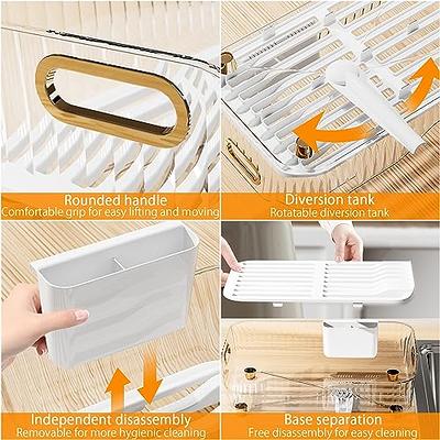 MOUKABAL Dish Drying Rack, Dish Rack,Dish Racks for Kitchen Counter,Dish  Drainer with Removable Utensil Holder,Drainboard and Swivel