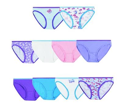 Hanes Girls' 100% Cotton Tagless Low Rise Panties, Available in 10