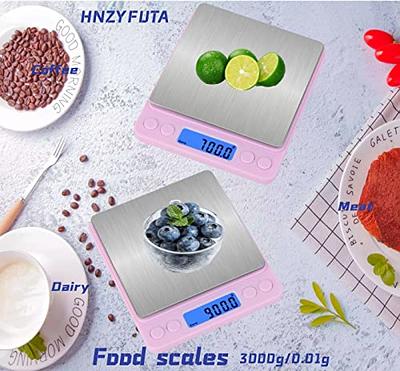 Digital Kitchen Scale 3000g/ 0.1g, Pocket Food Scale 6 Measure Modes, Gram  Scale with 2 Trays, LCD, Tare, Digital Scale Grams and Ounces for Food,  Cooking, Nutrition, Battery Included 