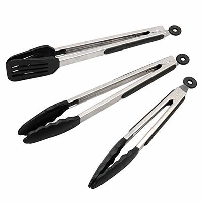 Kitchen Stainless Steel & Silicone Kitchen Tongs Cooking Tool Bbq Tongs  Food Tongs Silicone Kitchen Tongs Buffet Grilling And Salad Colour: Black