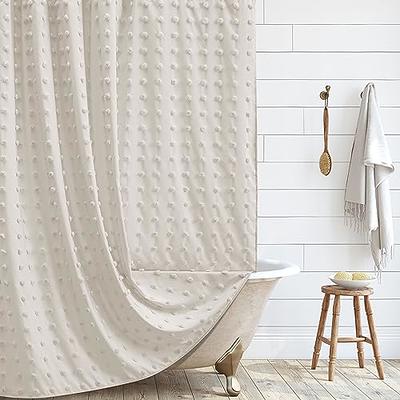 Herringbone Fabric Shower Curtain Farmhouse Waterproof Shower Curtain with  Hooks