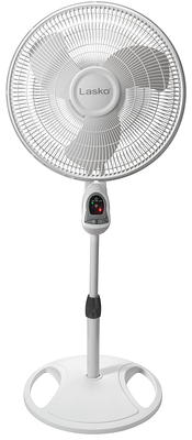 Lasko 16-inch 3-Speed Oscillating Floor Fan with Adjustable Height,  Tilt-Back Head, Widespread Oscillation, and Patented Blue Plug Safety Fuse,  Black