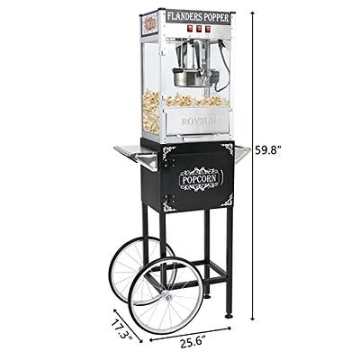 ROVSUN Popcorn Machine with Cart, Wheels & 8 Oz Kettle Makes Up to 32 Cups,  Popcorn Maker with Stainless Steel Scoop, Oil Spoon & 3 Popcorn Cups for