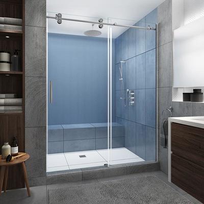 Aston Kamaya XL 48 in. - 52 in. W x 80 in. H Right Sliding Frameless Shower Door in Matte Black with StarCast Clear Glass