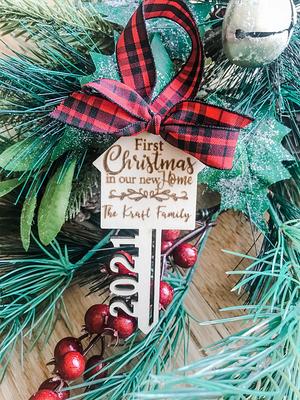 First Christmas in our New Home Christmas Ornament - Engraved Wood