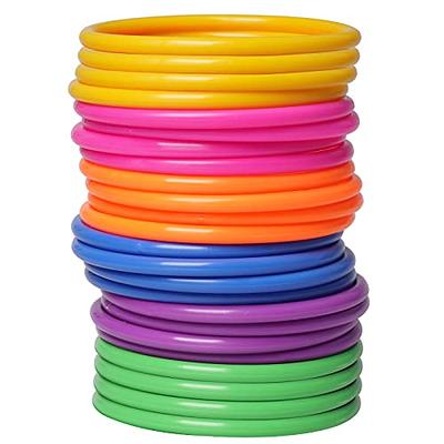 Topbuti 24 Pcs Multicolor Plastic Toss Rings Ring Toss Game