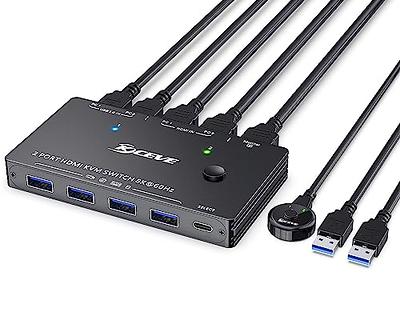 USB 3.0 KVM Switch HDMI 2 Ports 8K 60Hz 4K 120Hz HDMI 2.1 KVM Switch for 2  Computers 1 Monitor and 4 USB 3.0 Ports,HDCP 2.3, HDR 10,with Remote  Controller - Yahoo Shopping