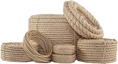 Twisted Cotton Rope (3/4 in x 50 ft) Natural Thick Rope for Crafts,  Railings, Hammock, Decorating (Brown)