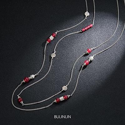 BULINLIN Layered Silver Long Necklace for Women Turquoise Stone Beaded  Strand Sweater Chain Necklaces Fashion Costume Jewelry Gifts for Mom (Hot  pink) - Yahoo Shopping