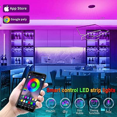 100FT Smart LED Strip Lights (2 Rolls of 50ft), RGB Strip Lights Sync to  Music with 40 Key Remote Controller LED Lights for Bedroom,Christmas Lights