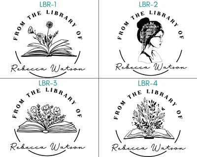 from The Library of, Ex Libris, Floral Book Stamp