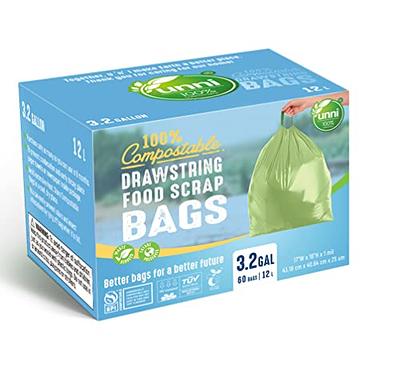 UNNI 100% Compostable Bags, 13 Gallon, 49.2 Liter, 50 Count, Heavy Duty  0.85 Mil, Tall Kitchen Food Scrap Waste Bags, ASTM D6400, EN 13432, US BPI  and