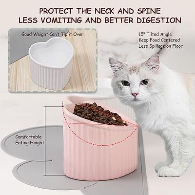 Cat Food Water Bowl Set - Raised Ceramic Cat Feeding Bowls with