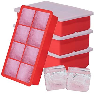 NueZoo Large Ice Cube Tray, 4 Pack Silicone Ice Cube Mold with Lid, 2 Inch  Square