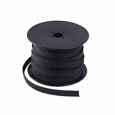 Black Cable Tidy Sleeve(Length 10ft, Diameter 1/2 to 1 Inch Expandable),  Braided Cable Sleeve Split& Self-wrap Sleeving for Usb Cable Power Cord  Audio